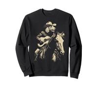 Pudel Cowboy spielt Gitarre Rustikaler Hund Pferd Reiter Western Sweatshirt