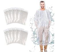 Puedno 10 Stück Durchsichtig Regenponcho, Einweg Regenponcho Damen Herren, Regen Poncho mit Kapuze und Elastische Manschette, Wasserdicht Regencape Transparent