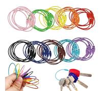 PUERHUACI Schlüsselring Drahtseil,60 Stück Schlüsselring Groß,Schlüsselringe Bunt,Schlüsselringe Edelstahl,Multifunktionale Keyring für Gepäckanhänger,Schlüssel