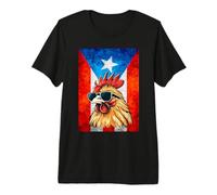 Puerto Rico-Flagge Puertorican Rooster Gallero Design für Herren Premium T-Shirt