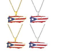 Puerto Rico-Karte-Anhänger-Halskette Für Frauen - 316L Puerto Rico-Herz-Karte-Anhänger-Halskette Puerto-Rico-Flagge-Anhänger-Halskette Für Frauen, Flagge, Party, Schmuck, Geschenke, Grau, 60 Cm