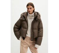 Outdoorjacke MARC O'POLO "aus recycelten Materialien", Damen, Gr. 44, braun (burnt coffee), Obermaterial: 100% Polyester. Füllung: 80% Daune, 20% Feder. Futter: 100% Polyamid, unifarben, Strickbündche