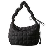 Puffer Tote Bag 2025 Damen Gesteppte Crossbody Plissee Tragetasche Damen Gym Handtasche Bunte Pad Puff Geldbörse, Schwarz, Umhängetaschen