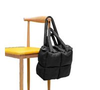 Puffer Tote Bag Damen-Einkaufstasche, Nylon, solider Reißverschluss, Damen-Schultertaschen, Handtaschen, Damentasche(Black)