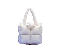 Puffer Tote Bag Damen-Einkaufstasche, Nylon, solider Reißverschluss, Damen-Schultertaschen, Handtaschen, Damentasche(White)