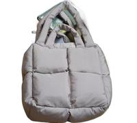 Puffer Tote Bag Damen-Einkaufstasche, Nylon, solider Reißverschluss, Damen-Schultertaschen, Handtaschen, Damentasche(Gray)