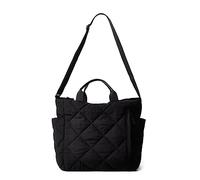 Puffer Tote Bag Damen Gesteppte Crossbody Handtasche Gitter Gepolstert Puffy Geldbörse, Schwarz, Medium, Hobo