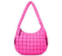 Puffer Tote Bag für Damen, große gesteppte Tragetasche, Puffy Crossbody Tasche mit Reißverschluss, Nylon gesteppte Tragetasche, Hobo Handtaschen, hot pink, Medium, Gesteppt