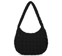 Puffer Tote Bag für Damen, große gesteppte Tragetasche, Puffy Crossbody Tasche mit Reißverschluss, Nylon gesteppte Tragetasche, Hobo Handtaschen, Schwarz, Medium