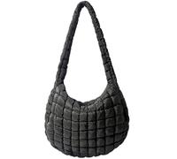 Puffer Tote Bag Large Puffy Tote Bag Quilted Tote Bag Soft Quilted Crossbody Bag Carryall Hobo Handtaschen für Damen Mädchen, Schwarz, Large