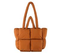 Puffer Tote Tasche für Frauen gesteppt Puffy Cloud Schulter Handtasche Winter Polsterung Lattice Satchel Geldbörse für Shop Arbeit (Braun,Einheitsgröße)