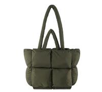 Puffer Tote Tasche für Frauen gesteppt Puffy Cloud Schulter Handtasche Winter Polsterung Lattice Satchel Geldbörse für Shop Arbeit (Grün,Einheitsgröße)