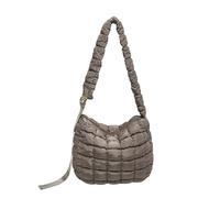Puffer-Umhängetasche Damen - gesteppte Polsterung, verstellbarer Tragegurt | Quilted Puffer Tasche, Baumwollgefüttert, verstellbar, Reißverschluss, kompakt (Coffee)