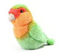 PuffPurrs Lebensechter Rosenköpfchen Plüsch Schlüsselanhänger - 15 cm Grüner Unzertrennlicher Vogel Mit Realistischem Gefieder