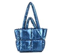 Puffy Tragetasche, gepolsterte Puffy-Tragetasche, Gitter-Handtaschen, große Puffer-Tragetasche für Damen, Schultertasche, Puffer Luxus-Taschen, Blau, 15x12.2x11.4 inches