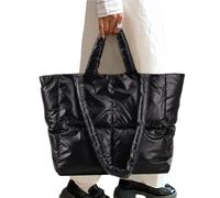 Puffy Tragetasche - Nylon-Daunen-Baumwolle, 42 x 30 x 14 cm, leicht | Gesteppte Einkaufstasche, gepolsterte Kissenhandtasche, weiche Puffer-Tragetasche | Reisen, Arbeit, Einkaufen, täglich, Wintermode