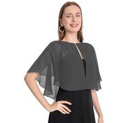 Pukguro Capelets für Damen, weiche Chiffon-Schurg, für Abend-, Hochzeits-Umhänge, Bolero-Überzug, Dunkel_Grau, Einheitsgröße