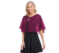 Pukguro Capelets für Damen, weiche Chiffon-Schurg, für Abend-, Hochzeits-Umhänge, Bolero-Überzug, mulberry, Einheitsgröße