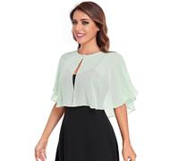 Pukguro Capelets für Damen, weiche Chiffon-Schurg, für Abend-, Hochzeits-Umhänge, Bolero-Überzug, Salbeigrün, Einheitsgröße