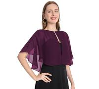 Pukguro Capelets für Damen, weiche Chiffon-Schurg, für Abend-, Hochzeits-Umhänge, Bolero-Überzug, Traube, Einheitsgröße