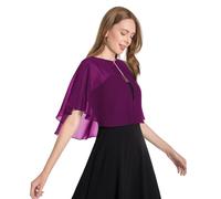 Pukguro Capelets für Damen, weiche Chiffon-Schurg, für Abend-, Hochzeits-Umhänge, Bolero-Überzug, Violett, Einheitsgröße