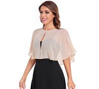 Pukguro Capelets für Damen, weicher Chiffon, Schal, Shurg für Abend, Hochzeit, Umhänge, Bolero, Champagner, Einheitsgröße
