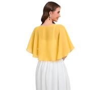 Pukguro Capelets für Damen, weicher Chiffon, Schal, Shurg für Abend, Hochzeit, Umhänge, Bolero, gelb, Einheitsgröße