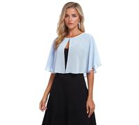 Pukguro Capelets für Damen, weicher Chiffon, Schal, Shurg für Abend, Hochzeit, Umhänge, Bolero, Hell, blau, Einheitsgröße