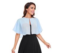 Pukguro Capelets für Damen, weicher Chiffon, Schal, Shurg für Abend, Hochzeit, Umhänge, Bolero, Hell, blau, Einheitsgröße