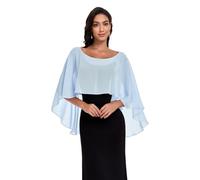 Pukguro Chiffon-Umhänge für Frauen, durchscheinende Schals und Wickeltücher für Abendkleider, weiche Hochzeitsvertuschung, Hell, blau, Einheitsgröße