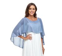 Pukguro Durchsichtige Schals und Wickeltücher für Abendkleider, Chiffon-Umhänge für Damen, weiche Hochzeitsvertuschung, dusty blue, Einheitsgröße