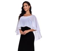 Pukguro Durchsichtige Schals und Wraps für Abendkleider, Chiffon-Umhänge für Frauen, weiche Hochzeitsvertuschung, Weiss/opulenter Garten, Einheitsgröße