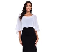 Pukguro Durchsichtige Schals und Wraps für Abendkleider, Chiffon-Umhänge für Frauen, weiche Hochzeitsvertuschung, Elfenbein, Einheitsgröße