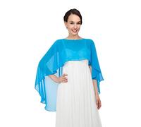 Pukguro Durchsichtige Schals und Wraps für Abendkleider, Chiffon-Umhänge für Frauen, weiche Hochzeitsvertuschung, Blau, Einheitsgröße
