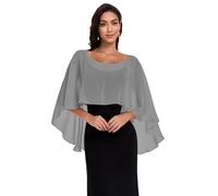 Pukguro Durchsichtige Schals und Wraps für Abendkleider, Chiffon-Umhänge für Frauen, weiche Hochzeitsvertuschung, Dunkel_Grau, Einheitsgröße