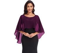 Pukguro Durchsichtige Schals und Wraps für Abendkleider, Chiffon-Umhänge für Frauen, weiche Hochzeitsvertuschung, Traube, Einheitsgröße