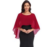 Pukguro Durchsichtige Schals und Wraps für Abendkleider, Chiffon-Umhänge für Frauen, weiche Hochzeitsvertuschung, Burgunder, Einheitsgröße