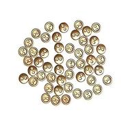 PULABO 50 Stück 3 mm Mini-Puppenknöpfe, 2 Löcher, kleine runde Metallknöpfe zum Selbermachen, Brotknöpfe zum Nähen von Puppen, Kleidung, Tasche, Nähen (4 mm, Gold) tragbar