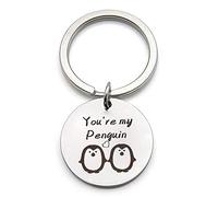 PULABO Du Bist Mein Pinguin Brief Schlüsselanhänger Halter Edelstahl Schlüsselbund Paar Geschenk Überlegene Qualität bequem