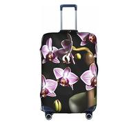 PULaif Blaue Reisebox mit Musiknoten, Reisegepäckhülle, Koffer-Schutz, passend für 45,7 - 81,3 cm, Kofferhülle, Glocken-Orchideen-Muster, M