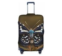 PULaif Blaue Reisebox mit Musiknoten, Reisegepäckhülle, Koffer-Schutz, passend für 45,7 - 81,3 cm, Kofferhülle, Schöne Mottenflügel, S