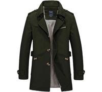 Pulcykp Herren Business Windbreaker, lange Jacken, einreihig, Baumwolle, Trenchcoat, lässiger Anzugblazer, Army En8, XL