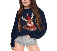 Pulli Mädchen, Langarmshirt Mädchen ohne Kapuze Hochwertige Pullover Weihnachtspulli Weich Mädchen Warm Weihnachten Sweatshirt Langarmshirt Strickpullover Weihnachtspullover