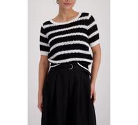 monari - Ajour Strickpullover schwarz ringel - Gr. - 34