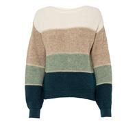Strickpullover BONPRIX, Damen, Gr. 36/38 (S), beige (creme, sand, mint, petrol gestreift), Obermaterial: 72% Polyacryl, 22% Polyester, 6% metallisierte Fasern, oversize, Pullover Strickpullover, aus P