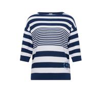 Rundhalspullover RABE, Damen, Gr. 38, pazifik, Strick, Obermaterial: 50% Baumwolle, 50% Polyacryl, gestreift, regular fit normal, Rundhals, Rippbündchen, Pullover Rundhalspullover, mit Streifen Muster