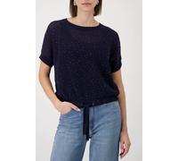 Monari Ajour-Strickpullover mit Strasssteinen marine Gr. 40