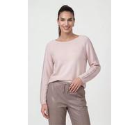 Rundhalspullover MONARI "Pullover Basic Schmuck", Damen, Gr. 40, rosa (hellrosa), Web, Obermaterial: 100% Baumwolle, unifarben, regular fit taillenbedeckt, Rundhals, Raglanärmel gerader Abschluss, Pul