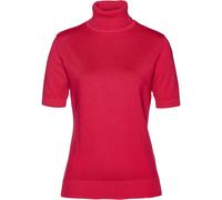 Rollkragenpullover BONPRIX "Rollkragenpullover, Kurzarm", Damen, Gr. 56/58 (XXXL), rot (granatrot), Obermaterial: 70% Baumwolle, 30% Polyamid, slim fit, Pullover Rollkragenpullover, Rollkragenpullover