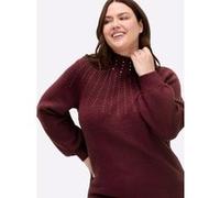 Stehkragenpullover SHEEGO BY JOE BROWNS "Pullover", Herren, Gr. 44/46, bordeaux, 75% Polyacryl, 22% Polyester, 3% Elasthan, unifarben, Pullover Stehkragenpullover (32630462-44) bordeaux